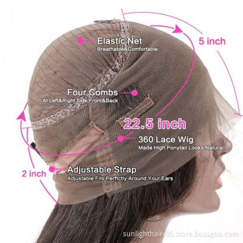 Sunlight hair wholesale 360 lace frontal wig straight  baby hair Swiss hd  lace wig virgins human hair wigs body water wave